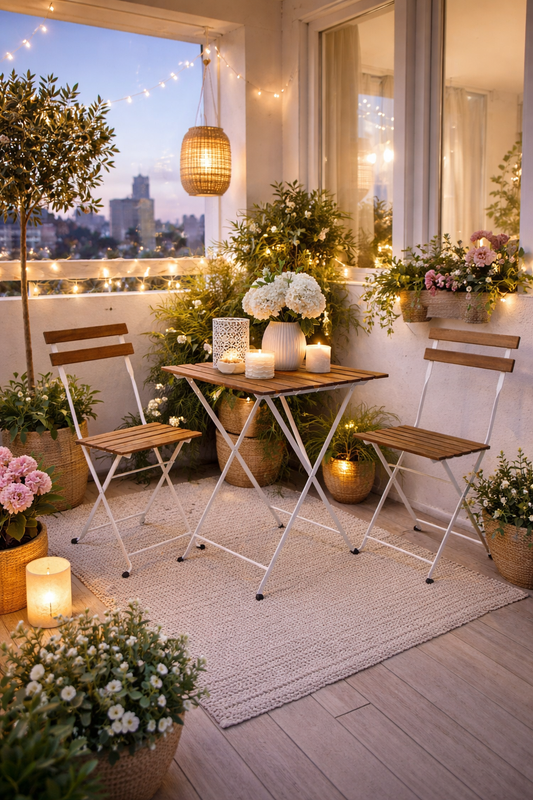 Bistroset - wit - metaal - inklapbaar - set van 3