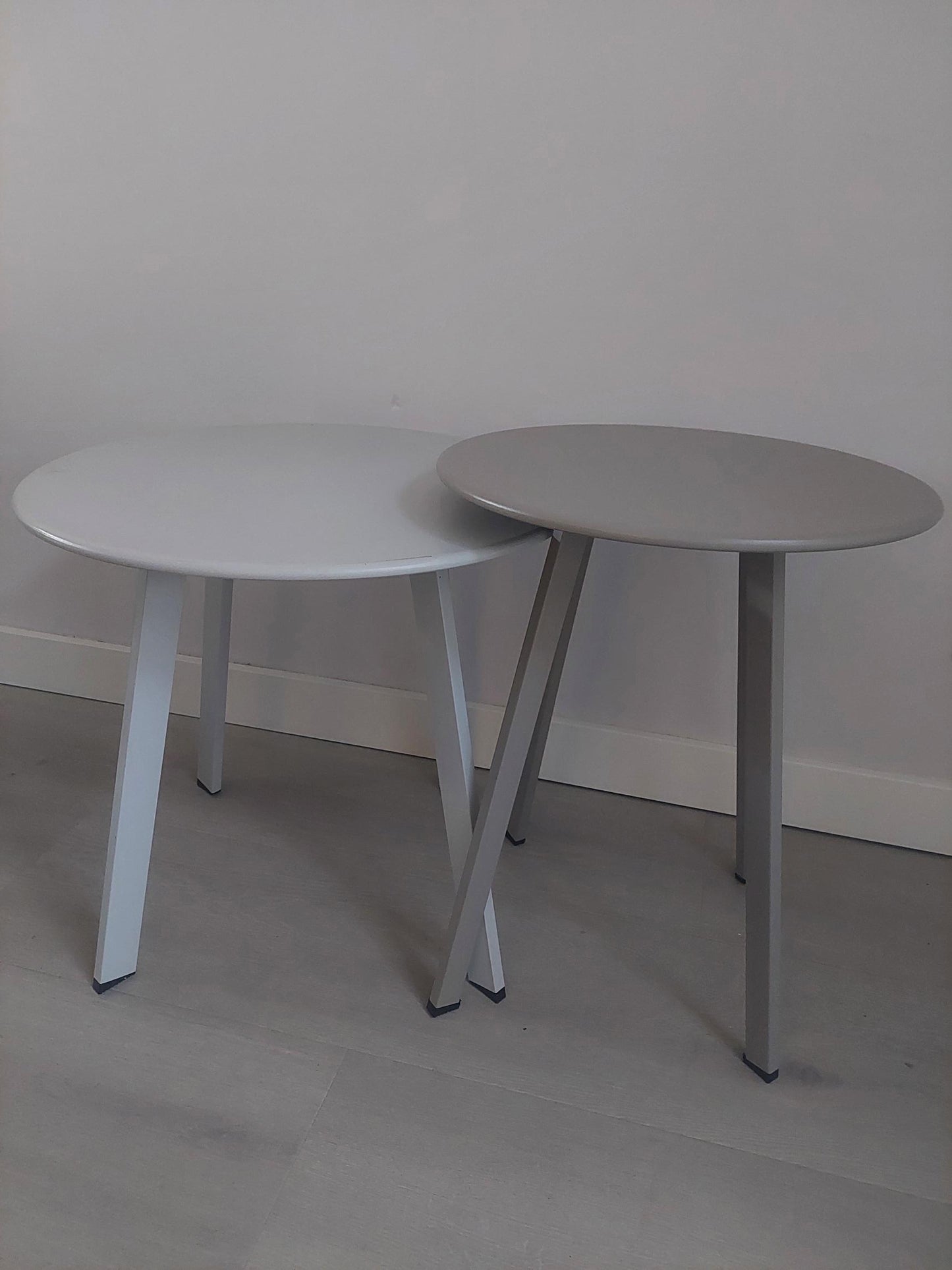 Bijzettafel set voor buiten - licht grijs & taupe - bijzettafel voor binnen - rond