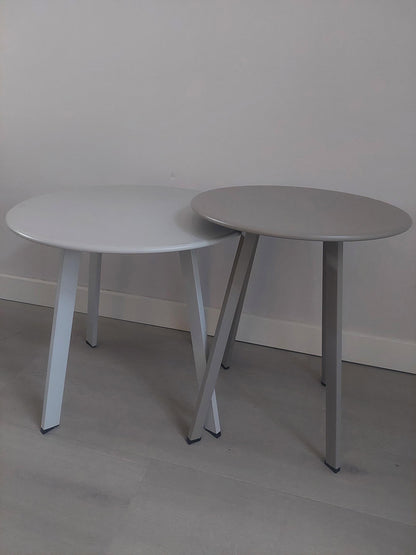 Bijzettafel set voor buiten - licht grijs & taupe - bijzettafel voor binnen - rond