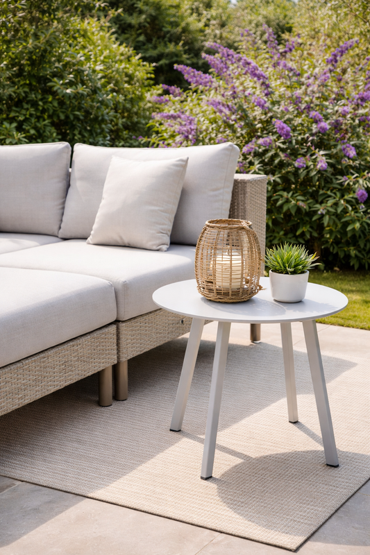 Bijzettafel rond licht grijs voor buiten - voor binnen - salontafel