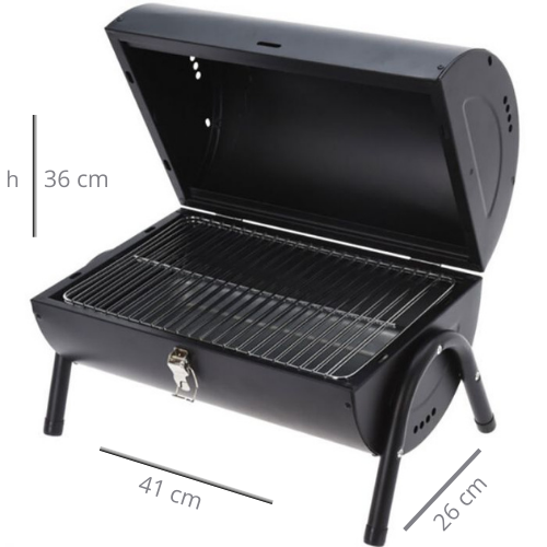 BBQ - tafelmodel - houtskool - zwart - metaal - 2 zijdig bruikbaar