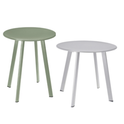 Bijzettafel set voor buiten - licht grijs & mat groen - bijzettafel voor binnen - rond - salontafel