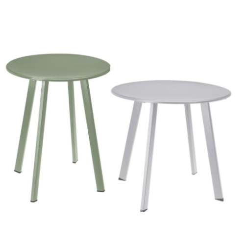 Bijzettafel set voor buiten - licht grijs & mat groen - bijzettafel voor binnen - rond - salontafel