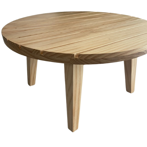 Bijzettafel hout rond voor buiten = salontafel - bijzettafel
