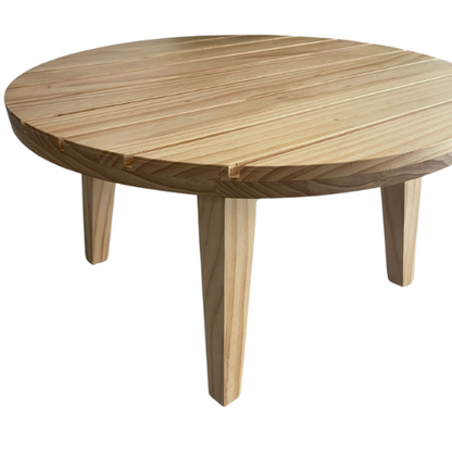 Bijzettafel hout rond voor buiten = salontafel - bijzettafel