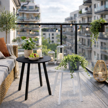 Bijzettafel set voor buiten - licht grijs & antraciet - bijzettafel voor binnen - rond