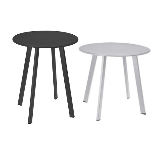 Bijzettafel set voor buiten - licht grijs & antraciet - bijzettafel voor binnen - rond