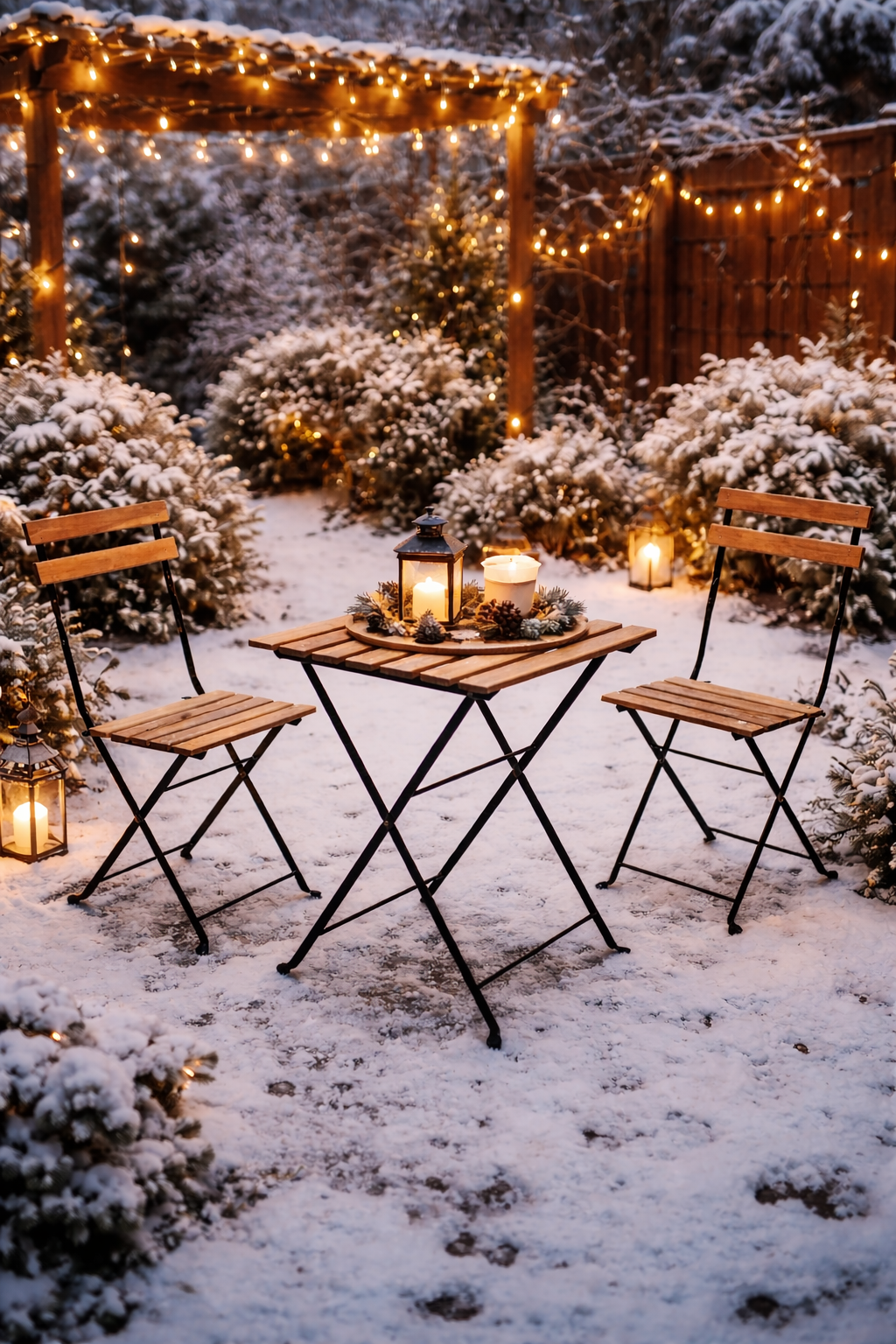 Bistroset - Inklapbaar - hout - metaal - set van 3 - buiten