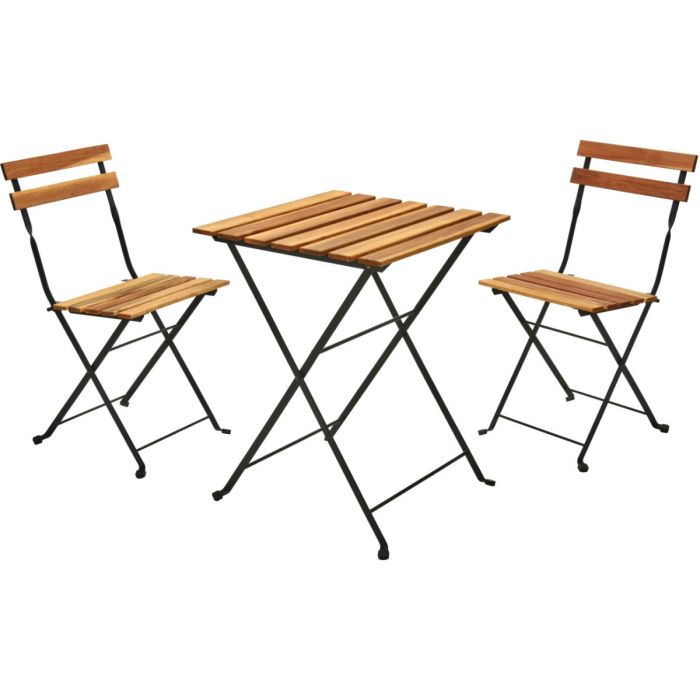 3-Delige Bistroset - Inklapbaar - hout en metaal