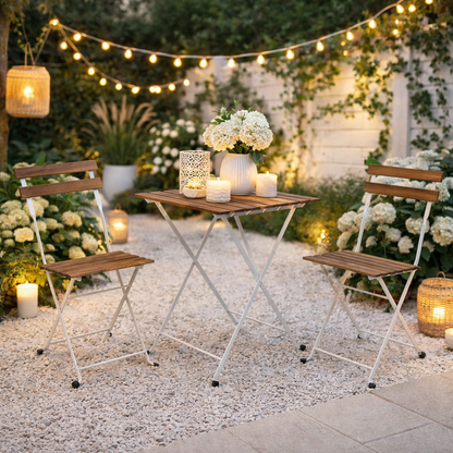 Bistroset - wit - metaal - inklapbaar - set van 3