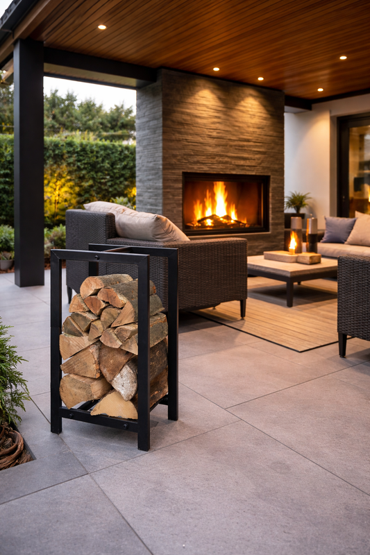 Haardhoutrek buiten - Metaal - Zwart - Binnen - Haardhout opslag