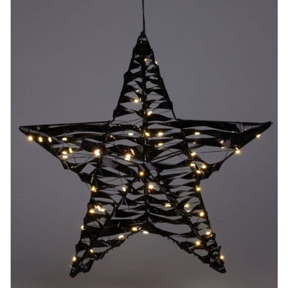 Zwarte kerstster met LED verlichting - 40cm - voor binnen