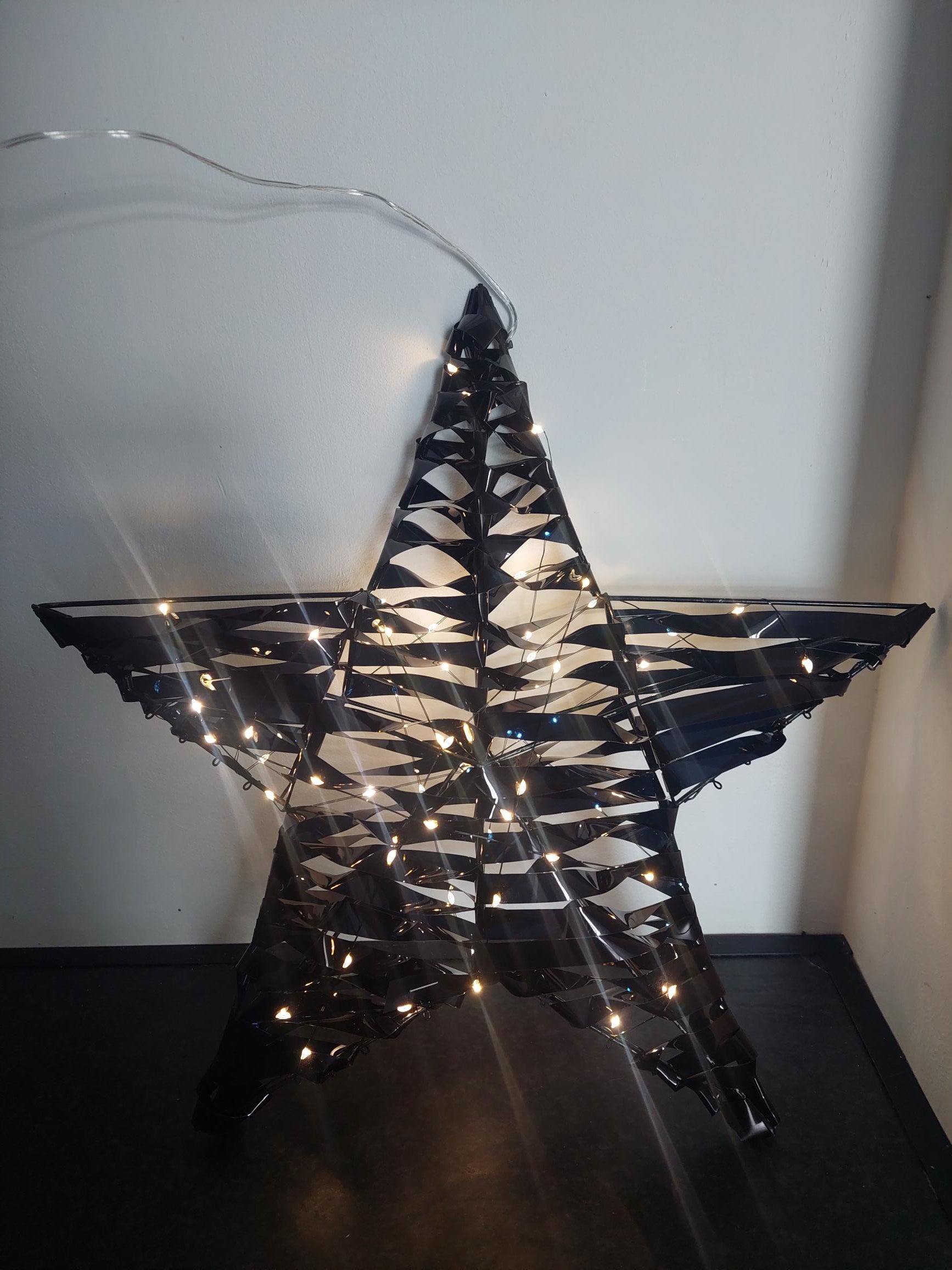 Zwarte kerstster met LED verlichting - 40cm - voor binnen