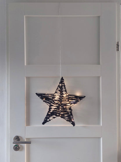 Zwarte kerstster met LED verlichting - 40cm - voor binnen