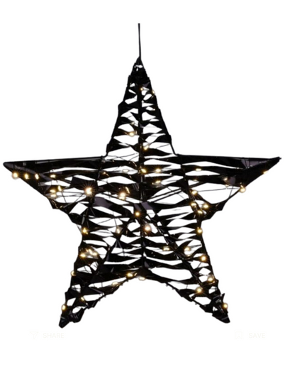 Zwarte kerstster met LED verlichting - 40cm - voor binnen