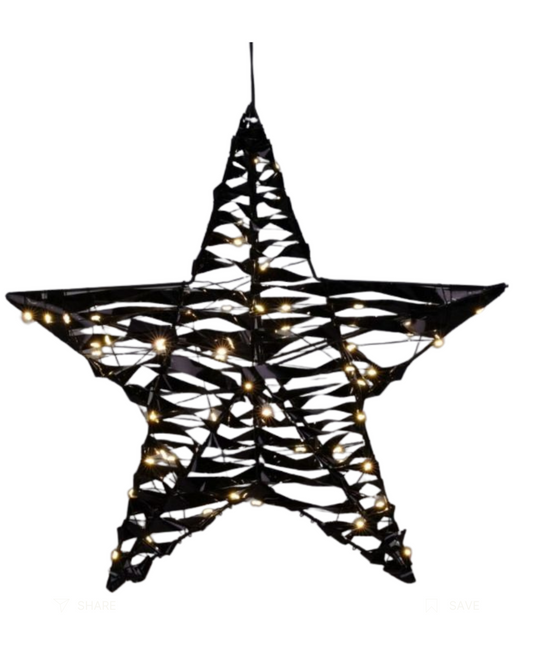 Zwarte kerstster met LED verlichting - 40cm - voor binnen