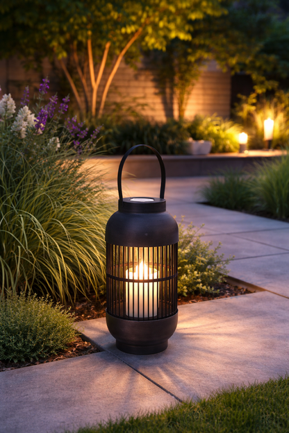 Solar lantaarn met kaars effect warm wit LED