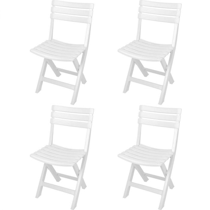 Inklapbare witte stoel, praktische en sfeervolle stoel, ideaal voor binnen en buiten, 44x41x78 cm, maximaal 120 kg