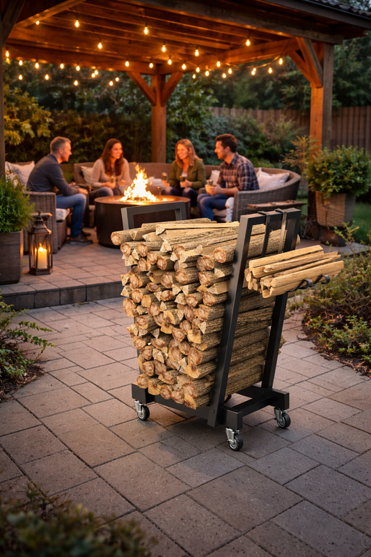 Metalen Houtrek verrijdbaar - voor buiten