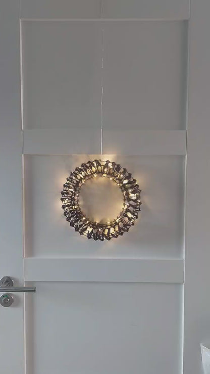Zwarte kerstkrans met LED verlichting Ø30 voor binnen